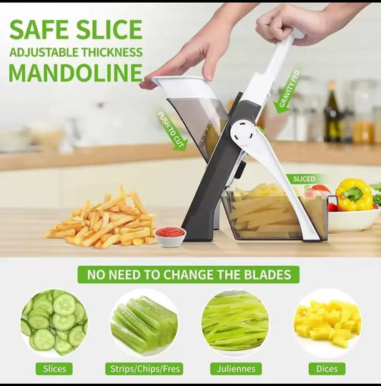 Adjustable Mandoline Vegetable Slicer for Home Kitchen Use – ABS Plastic, 40mm Multi-Function Food Cutter
