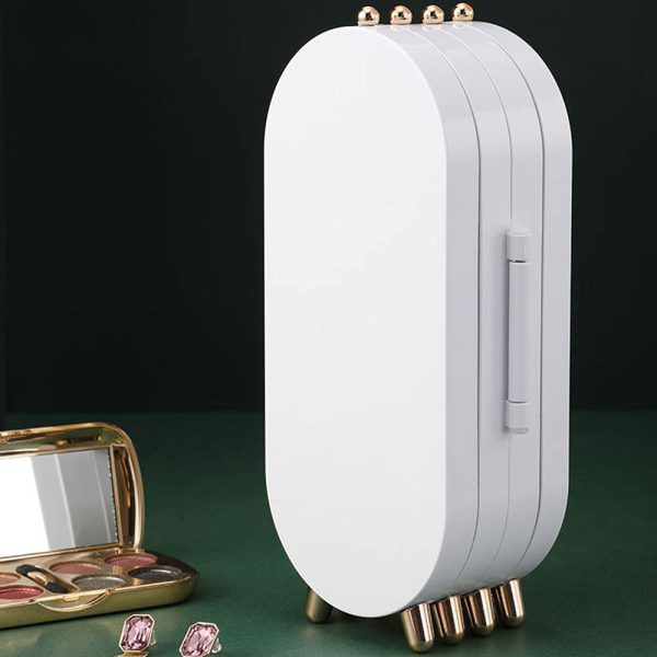 "Jewelry Box Organizer with Mirror – Foldable Metal Display Stand (Random Color)"