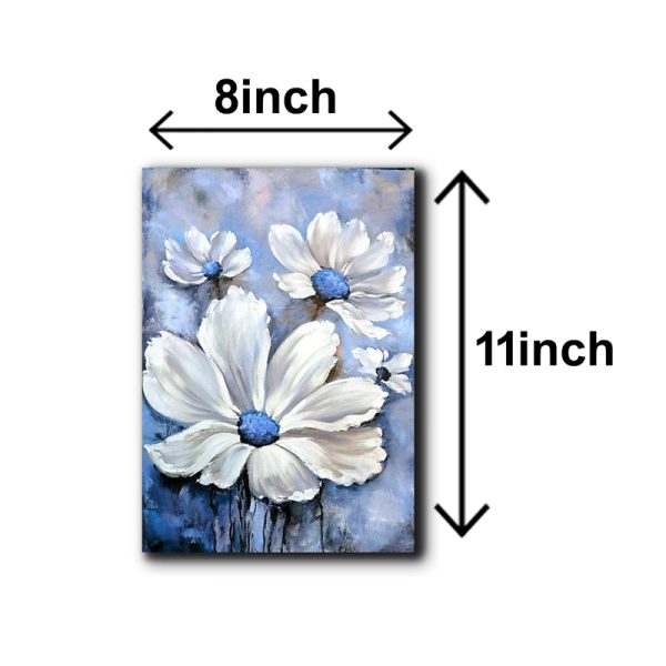 "Set of 5 Blue Flowers Wooden Wall Art Frames for Home Decoration / Sticky Photo Tiles"