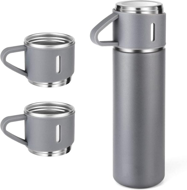 "Stainless Steel Vacuum Flask Set - Insulated Bottle & Coffee Mug Gift Set (500ml)"