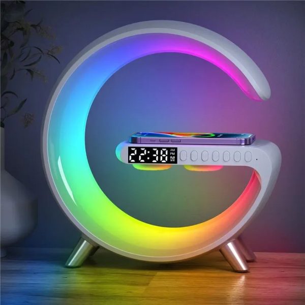 "G63 4-in-1 RGB Bluetooth Speaker with Wireless Charging, Alarm Clock & Desk Lamp"