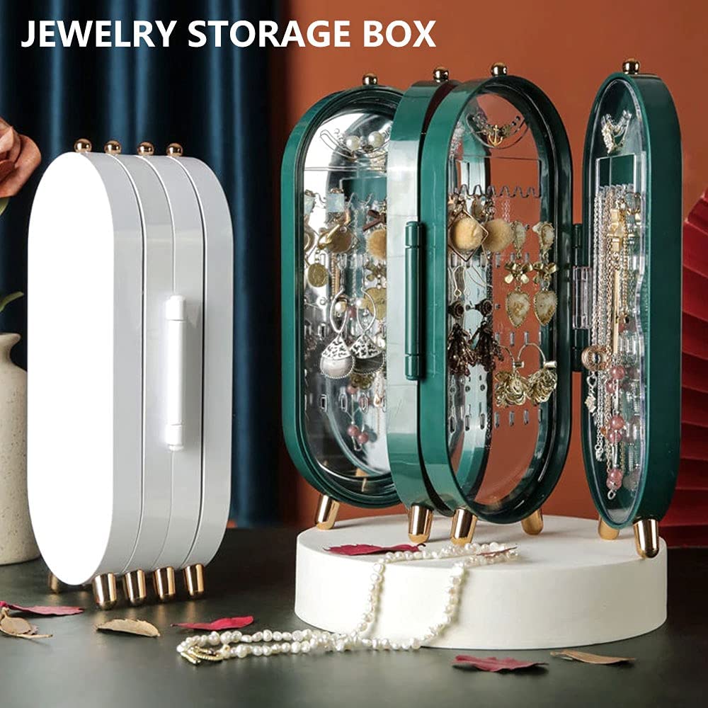 "Jewelry Box Organizer with Mirror – Foldable Metal Display Stand (Random Color)"