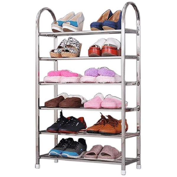 "6-Layer Adjustable Stainless Steel Shoe Rack"