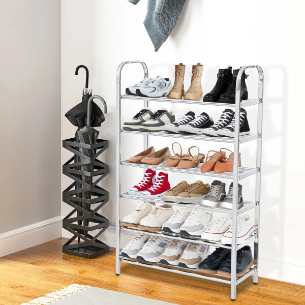 "6-Layer Adjustable Stainless Steel Shoe Rack"