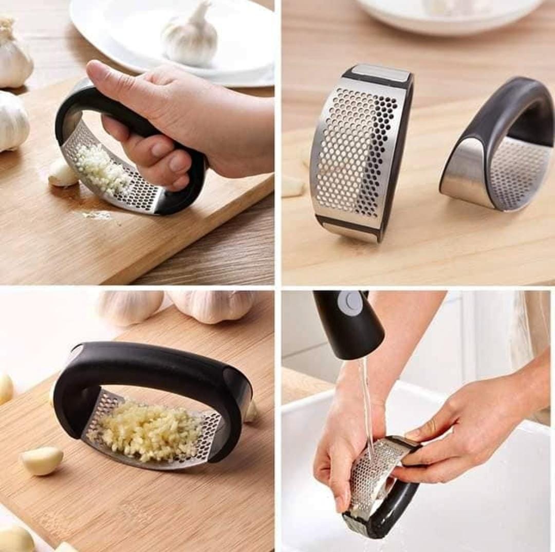 "Garlic Press Rocker – Stainless Steel Mincer & Crusher"