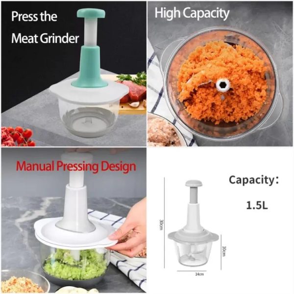 "Manual Hand Push Chopper – Multi-functional Grinder & Grater, 1500ml"