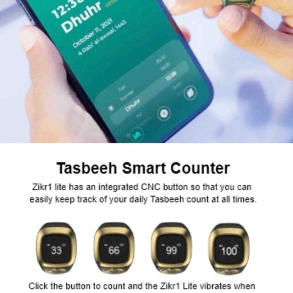 "World's First Smart Digital Zikr Ring with OLED Screen & Tally Counter for Muslims"