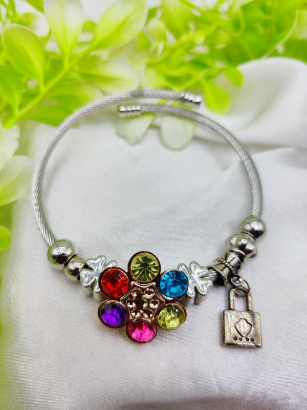 "Elegant Multicolor Stone Charm Pandora Bracelet"