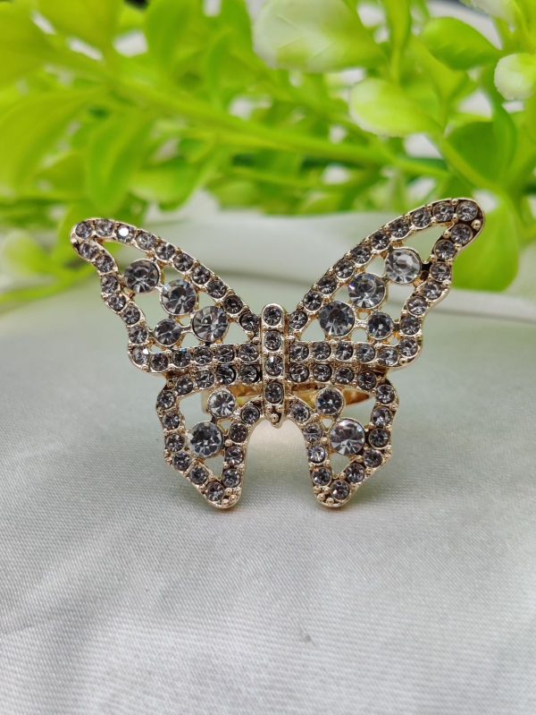 "Dazzling Butterfly Crystal Adjustable Ring"