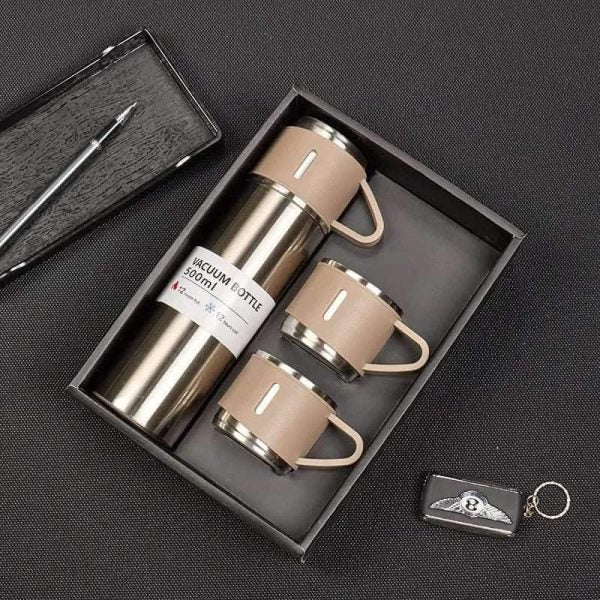 "Stainless Steel Vacuum Flask Set - Insulated Bottle & Coffee Mug Gift Set (500ml)"