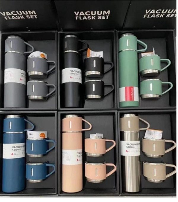 "Stainless Steel Vacuum Flask Set - Insulated Bottle & Coffee Mug Gift Set (500ml)"