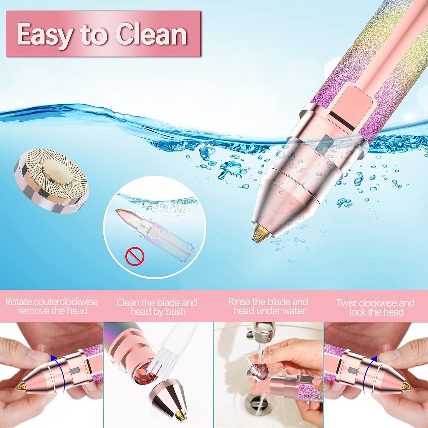 2-in-1 Rechargeable Eyebrow Trimmer & Facial Hair Remover for Women – Built-in LED Light