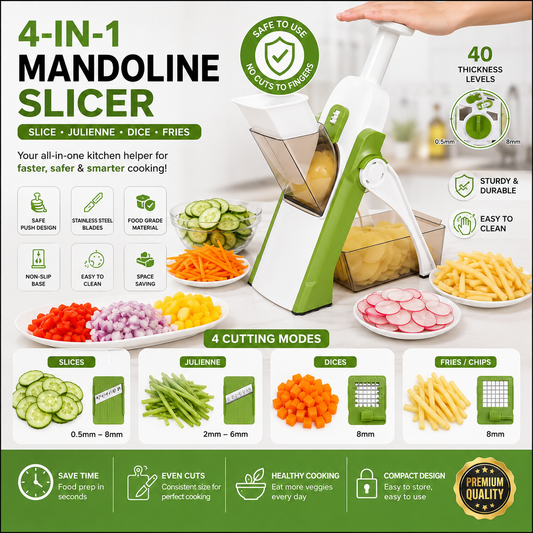 Adjustable Mandoline Vegetable Slicer for Home Kitchen Use – ABS Plastic, 40mm Multi-Function Food Cutter