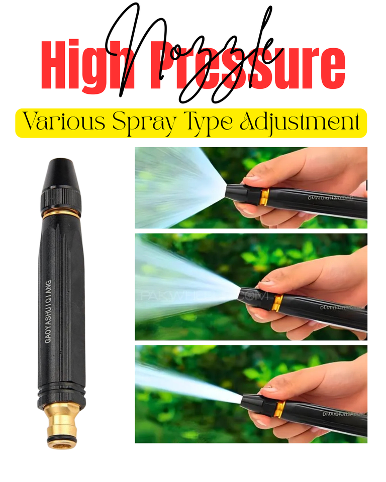 High Pressure Water Spray Nozzle – Adjustable Jet, Fan & Mist Spray | Universal Garden & Car Wash Nozzle