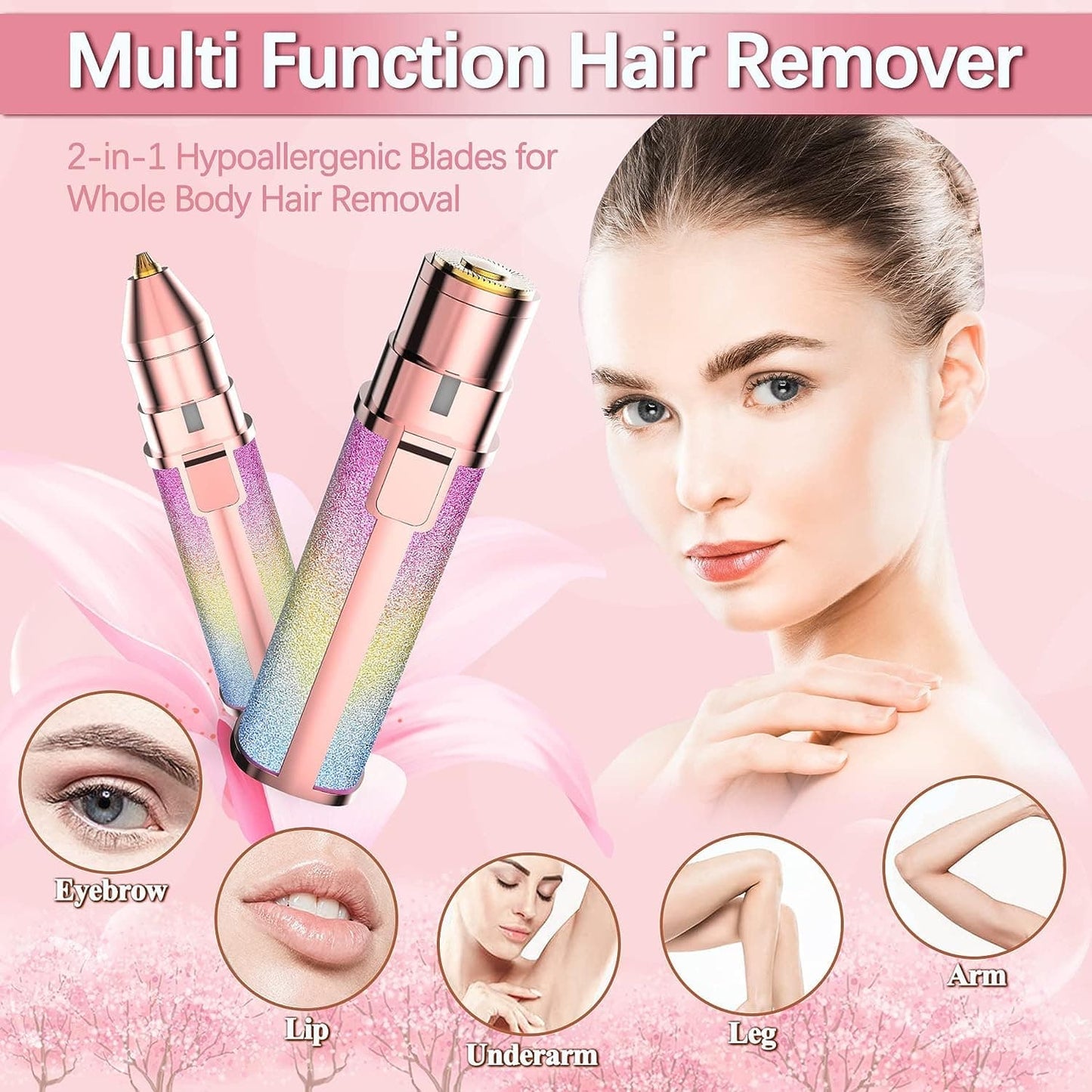2-in-1 Rechargeable Eyebrow Trimmer & Facial Hair Remover for Women – Built-in LED Light