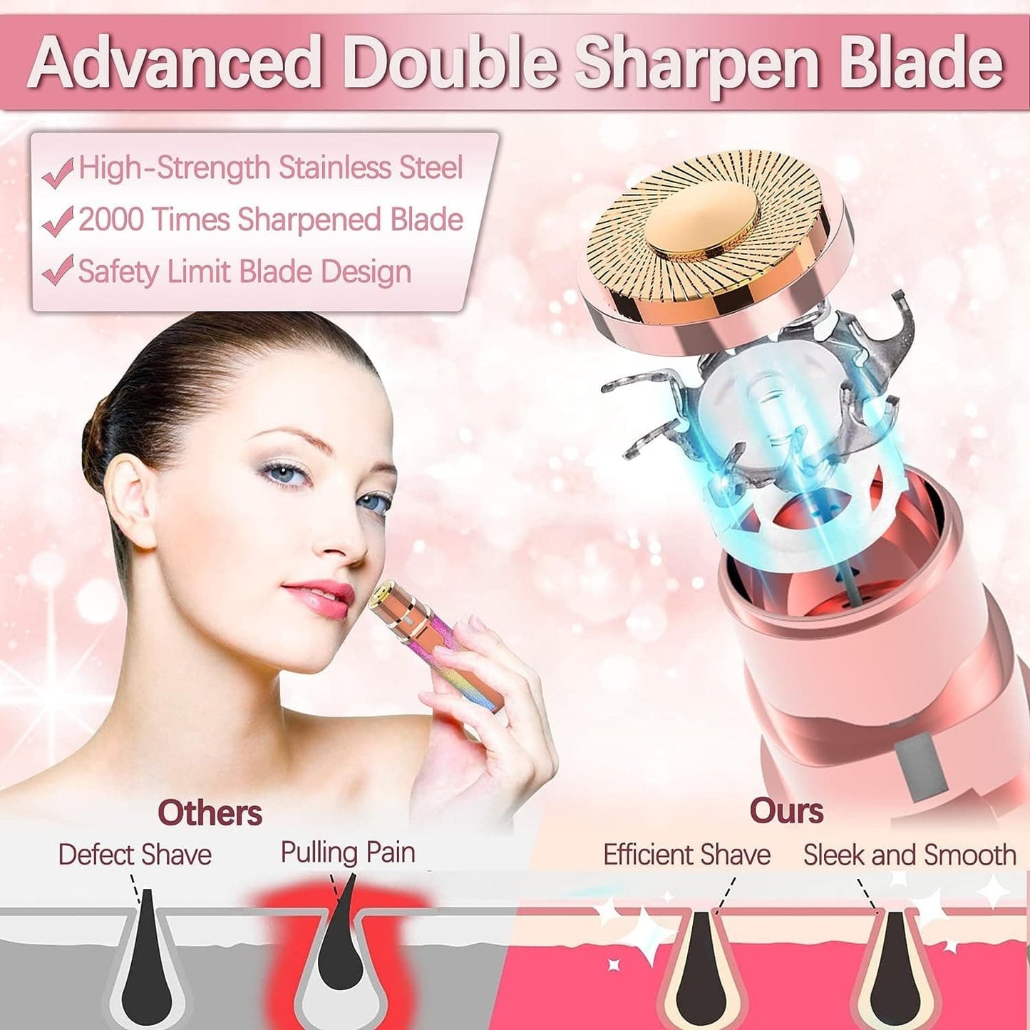 2-in-1 Rechargeable Eyebrow Trimmer & Facial Hair Remover for Women – Built-in LED Light