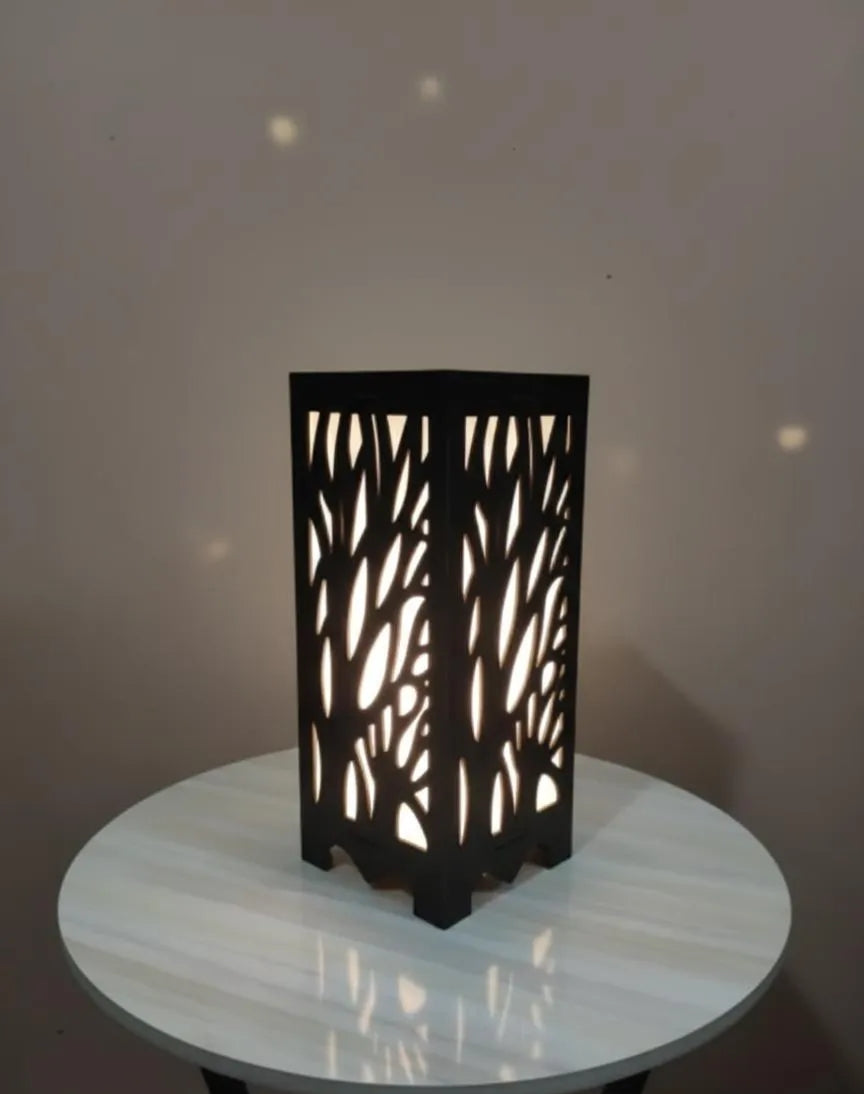 3D Wooden Tree Lamp Black Golden Modern Decor