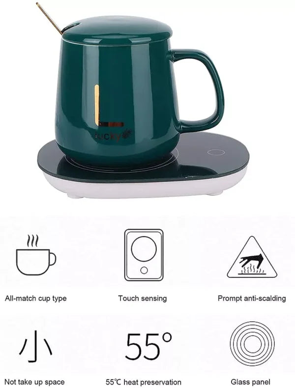 "USB Electric Heated Coffee Mug with Temperature Control Pad"